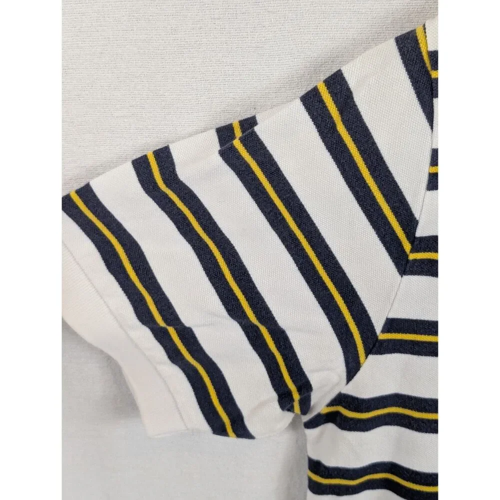 Polo Ralph Lauren Striped Polo Shirt White/Navy/Yellow Men's Size XL